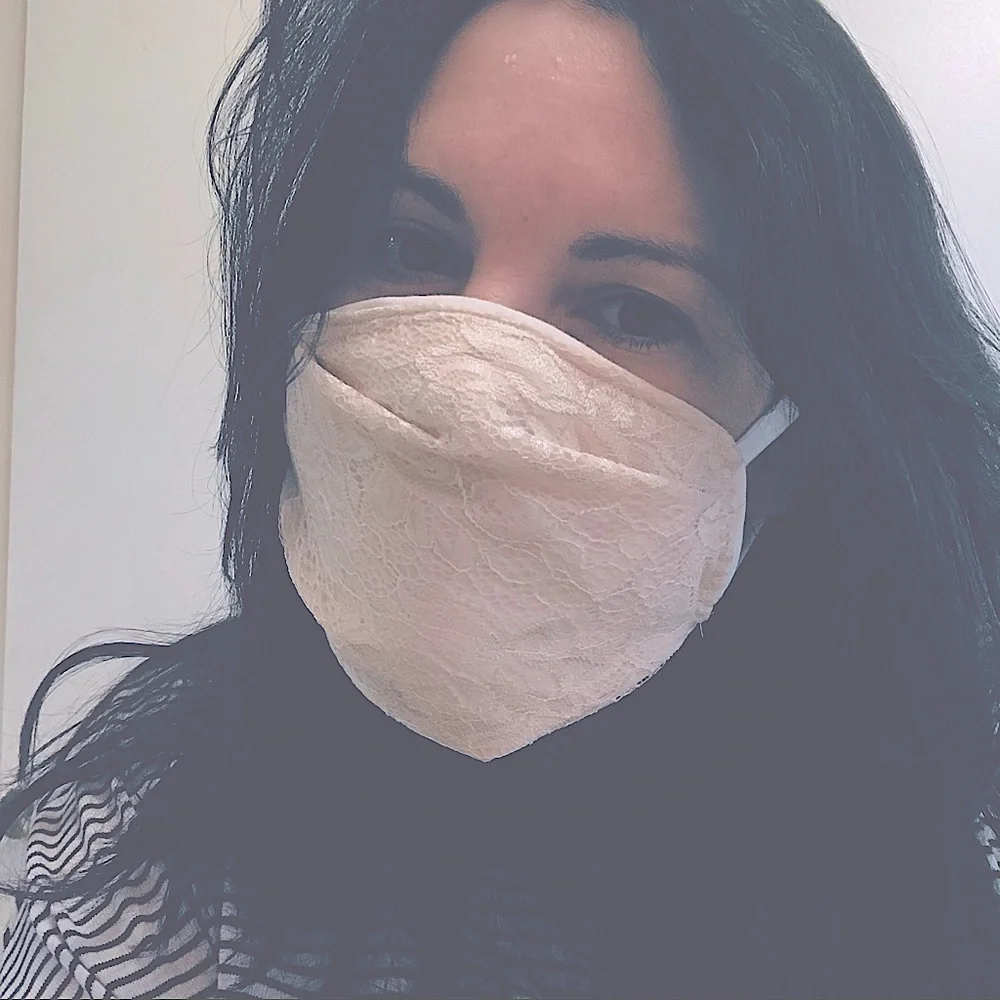 New Pretty Pale Pink Lacey Cotton Layered Face Mask >Handmade with LOVE